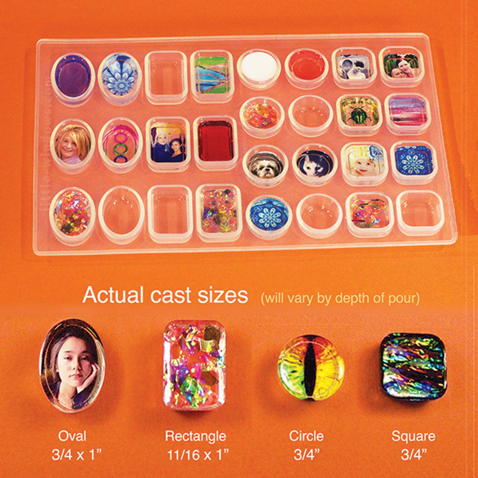 Small Silicone Resin Mold Set with cropping template (stencil) detail image - Resin Society