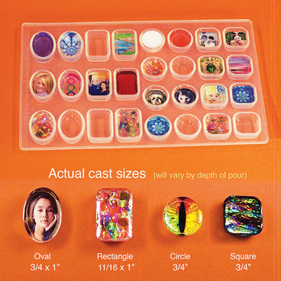 Small Silicone Resin Mold Set with cropping template (stencil) detail image - Resin Society