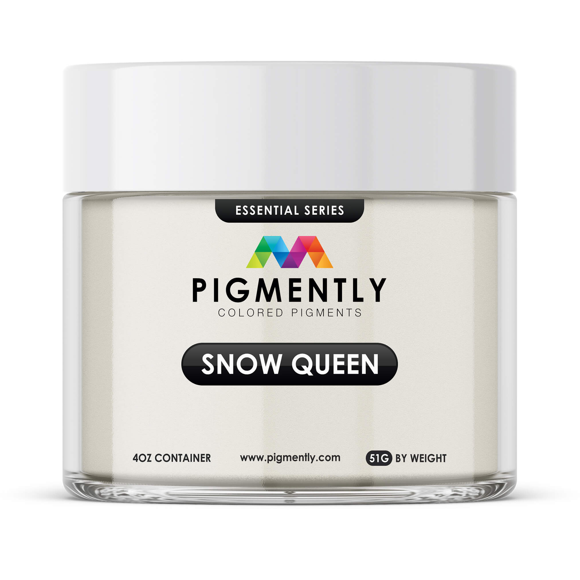 Jar of Pigmently Snow Queen colored pigment on a white background