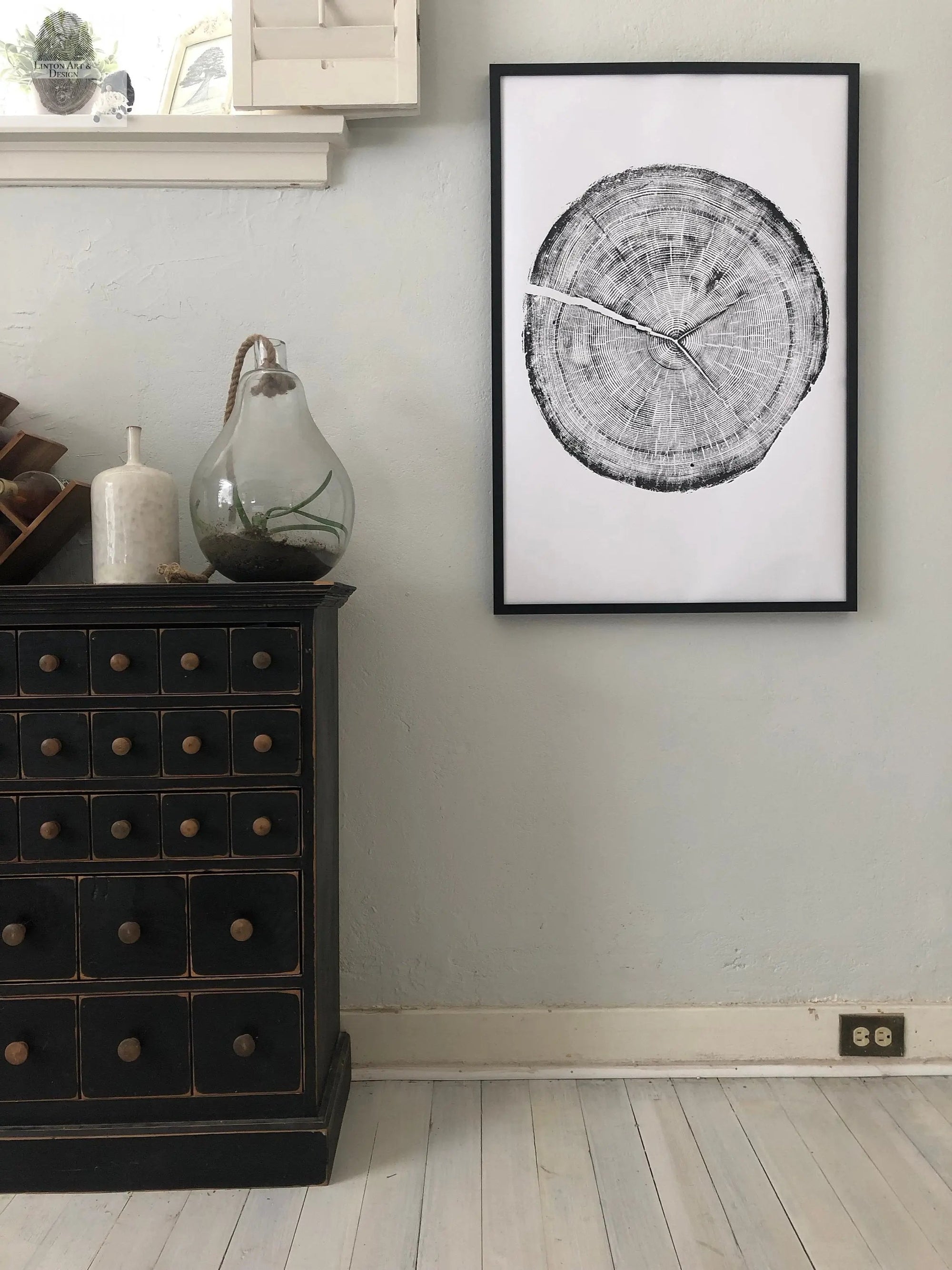 Handmade woodcut print of Douglas fir tree rings from Snowbird Ski Resort, Utah, measuring 24x36 inches