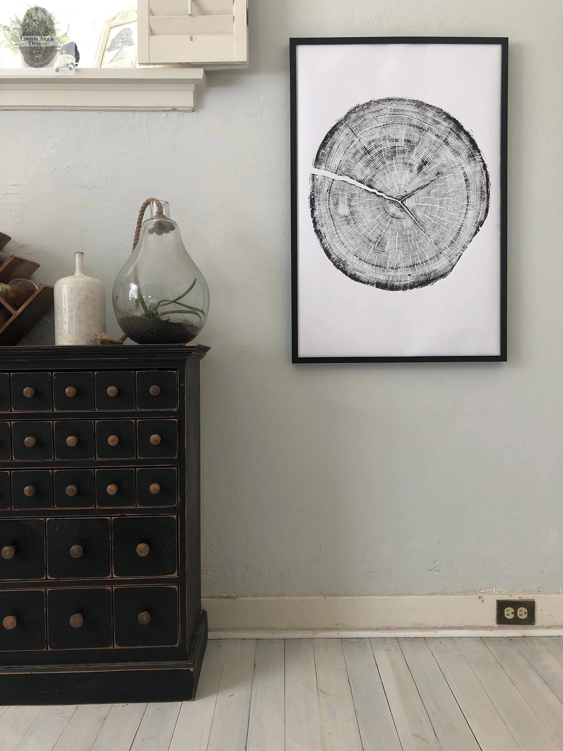 Handmade woodcut print of Douglas fir tree rings from Snowbird Ski Resort, Utah, measuring 24x36 inches