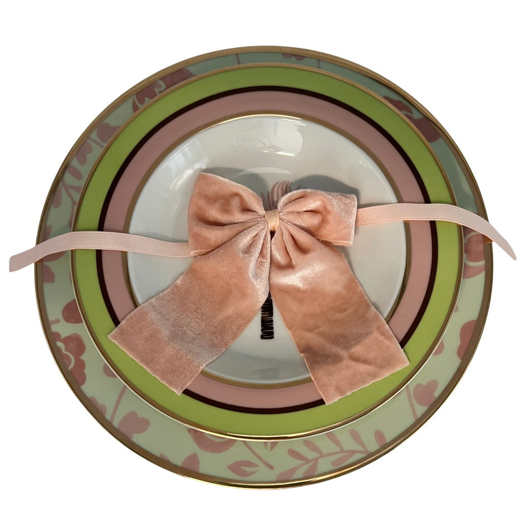 Soft Pink Velvet Napkin Bow Tie - Set of 6 by Ro'Table - main product image for Resin Society