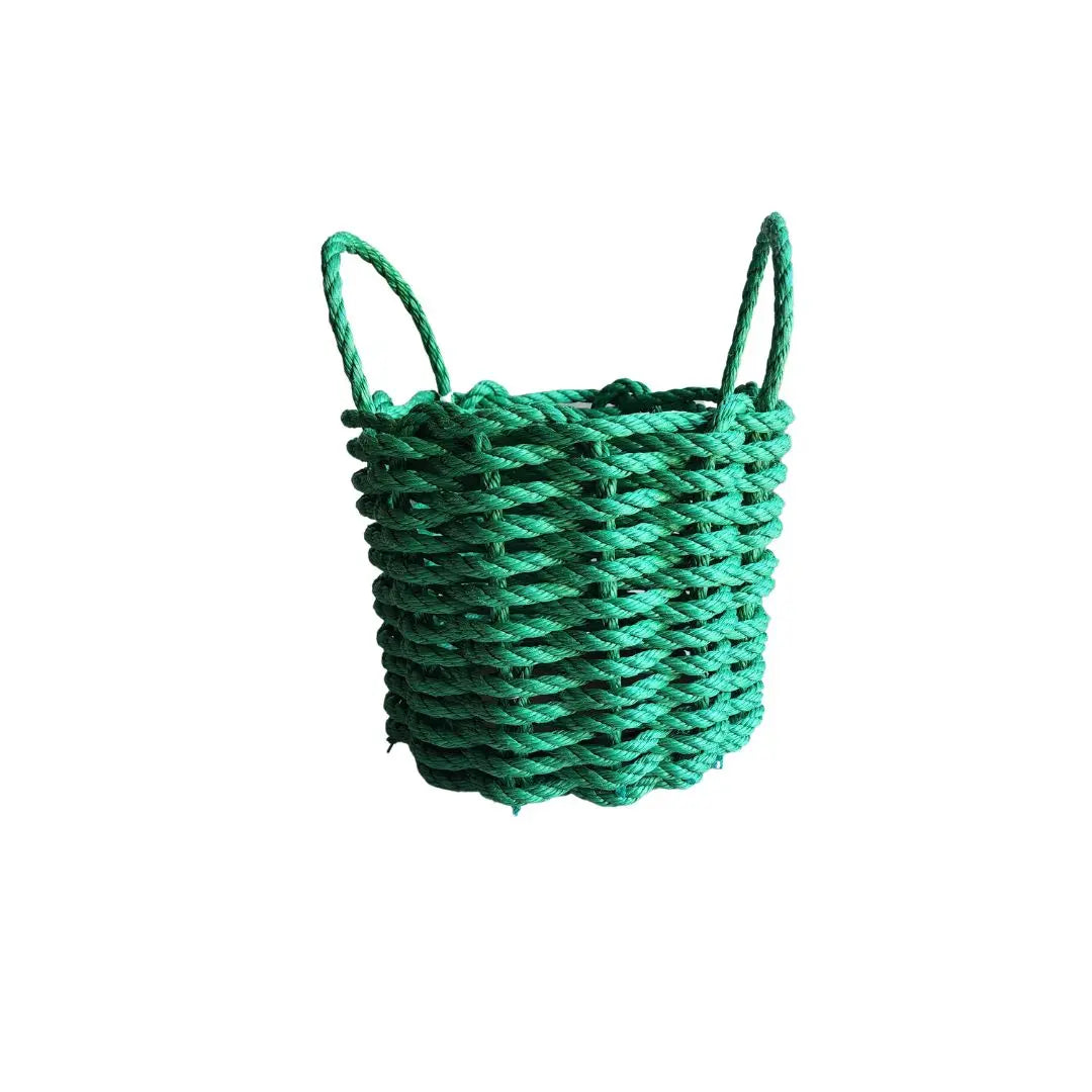 Handmade solid color Maine lobster rope basket in various sizes and colors