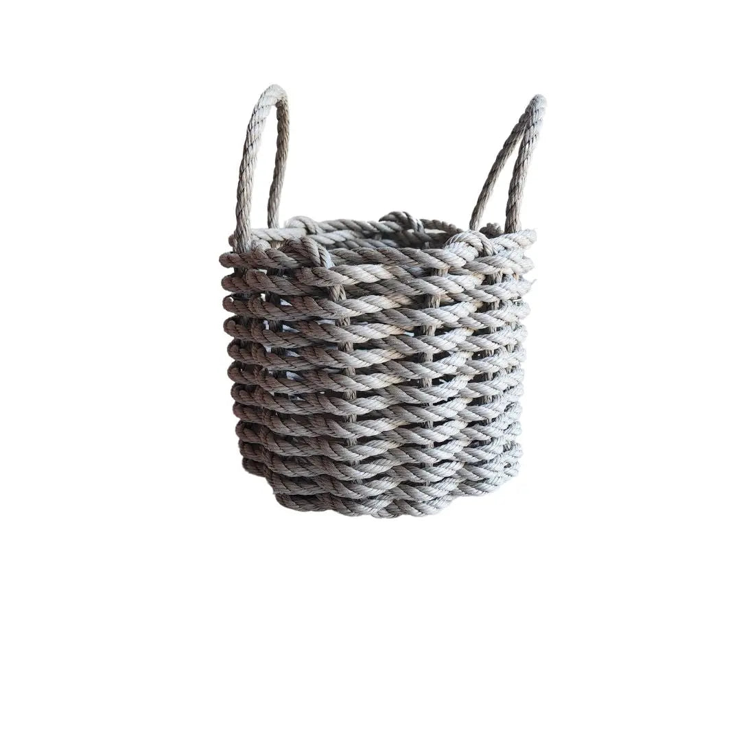 Handmade solid color Maine lobster rope basket in various sizes and colors