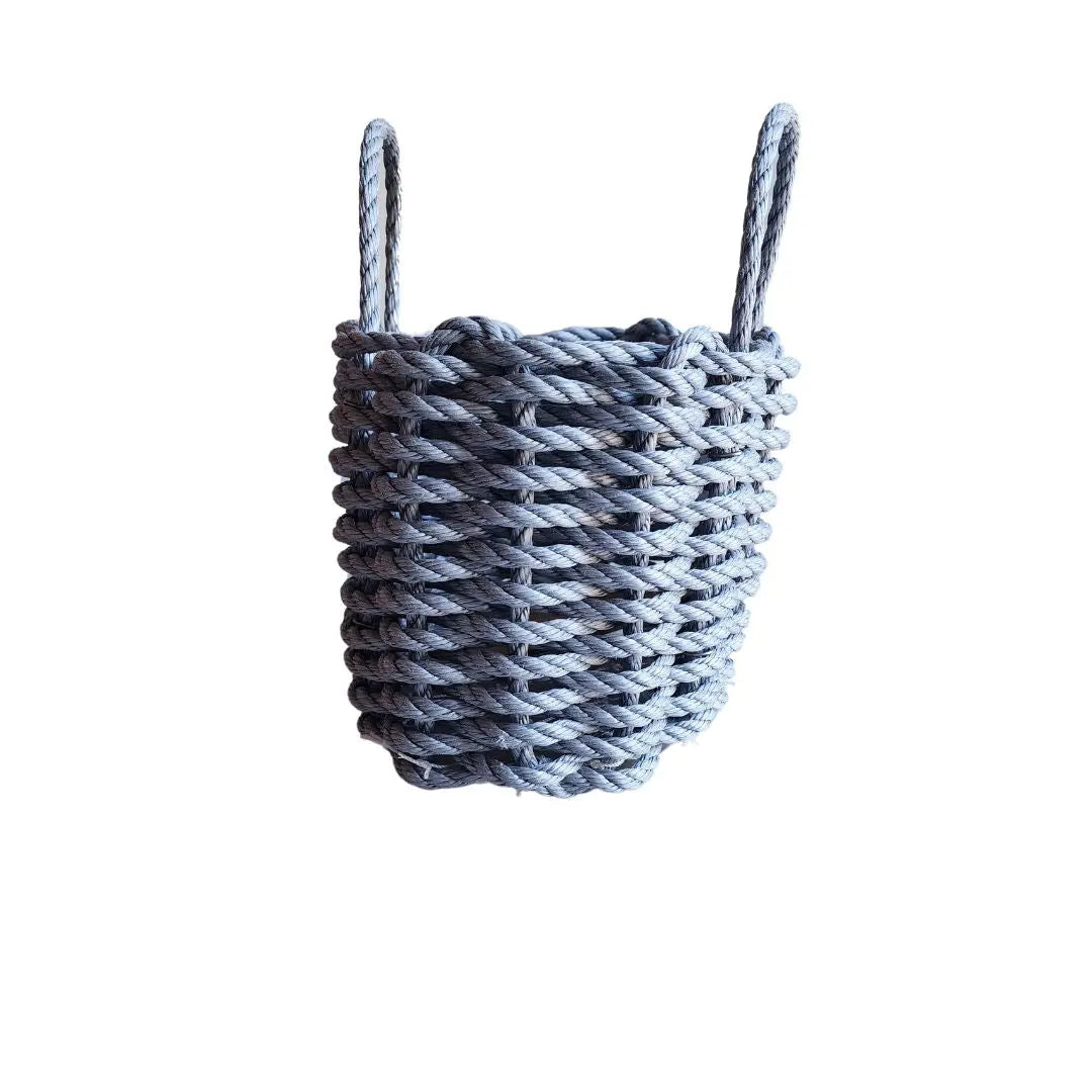Handmade solid color Maine lobster rope basket in various sizes and colors