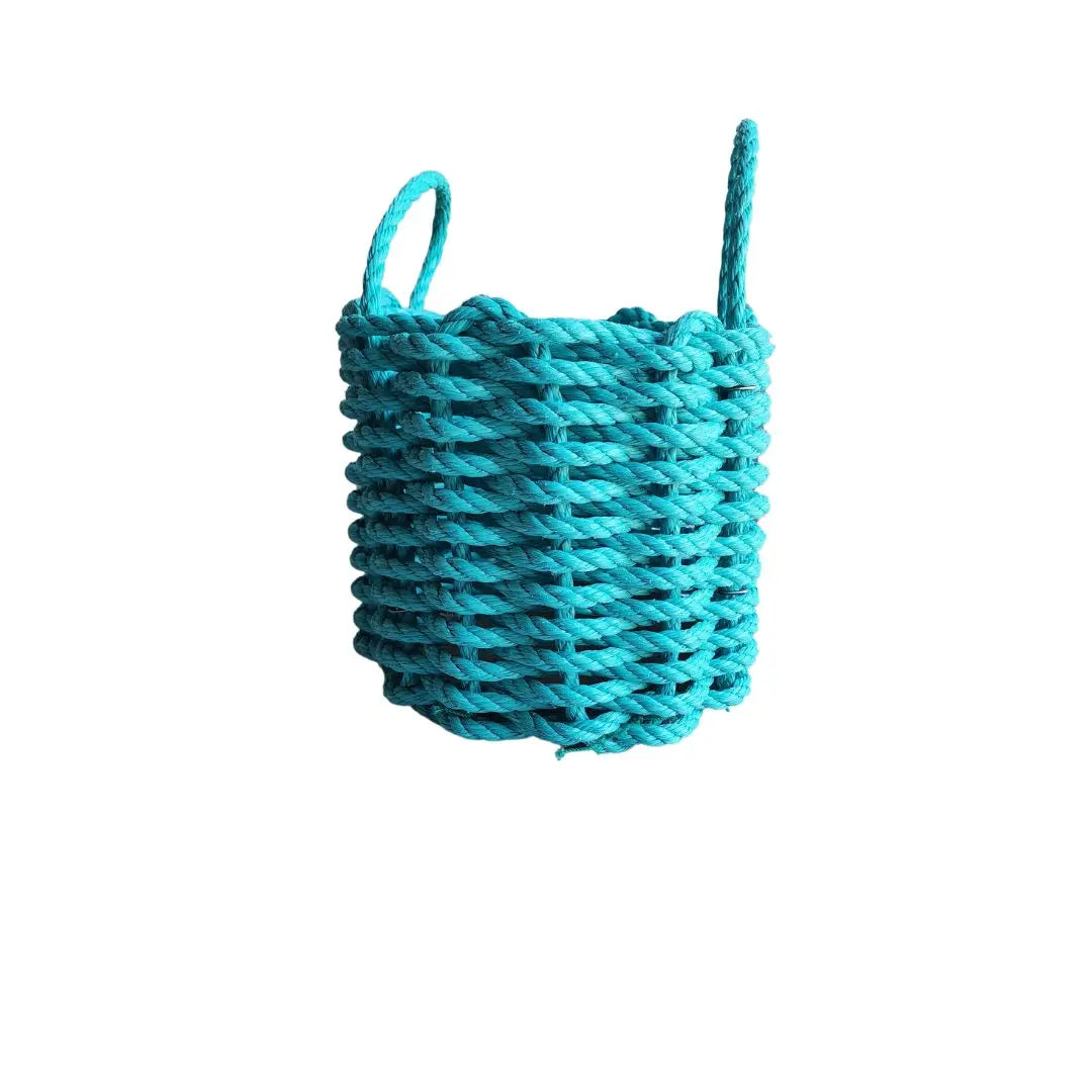 Handmade solid color Maine lobster rope basket in various sizes and colors