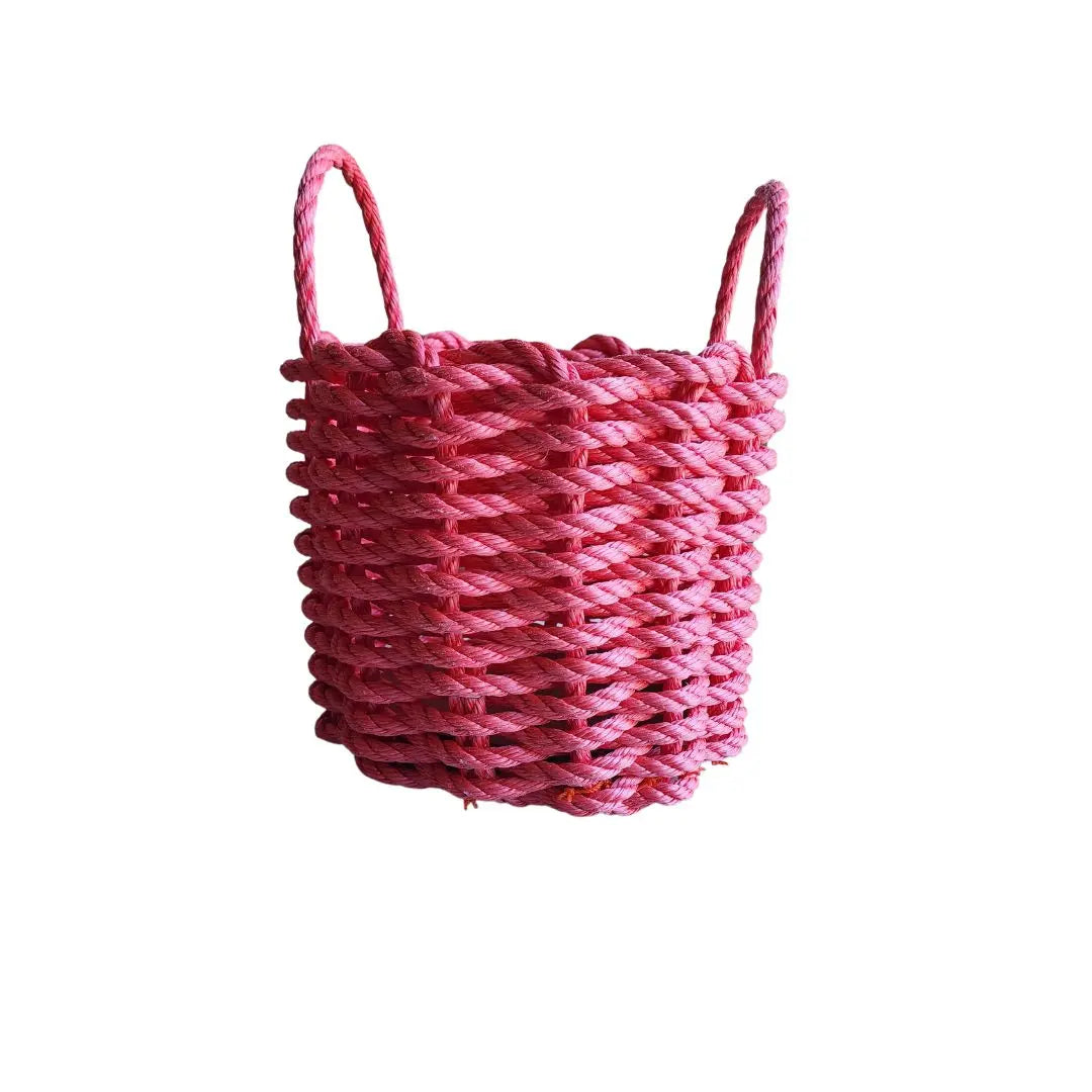 Handmade solid color Maine lobster rope basket in various sizes and colors