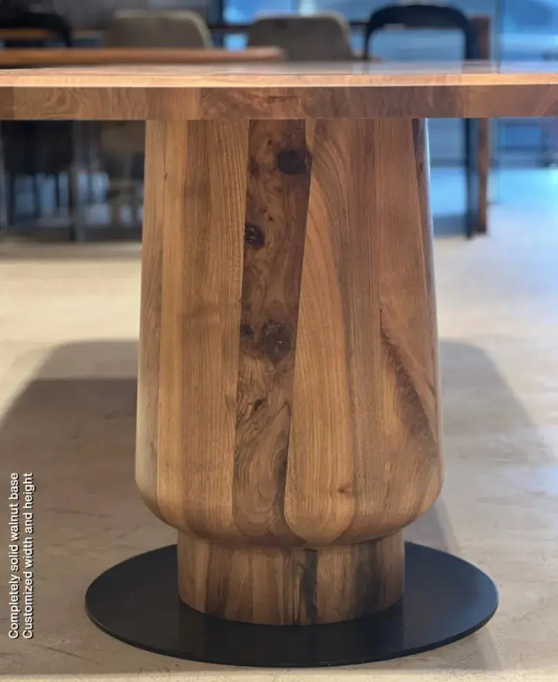 Solid Walnut Wood Edge Glued Dining Table With Wooden Tulip Legs by Gizz - product image 2 for Resin Society