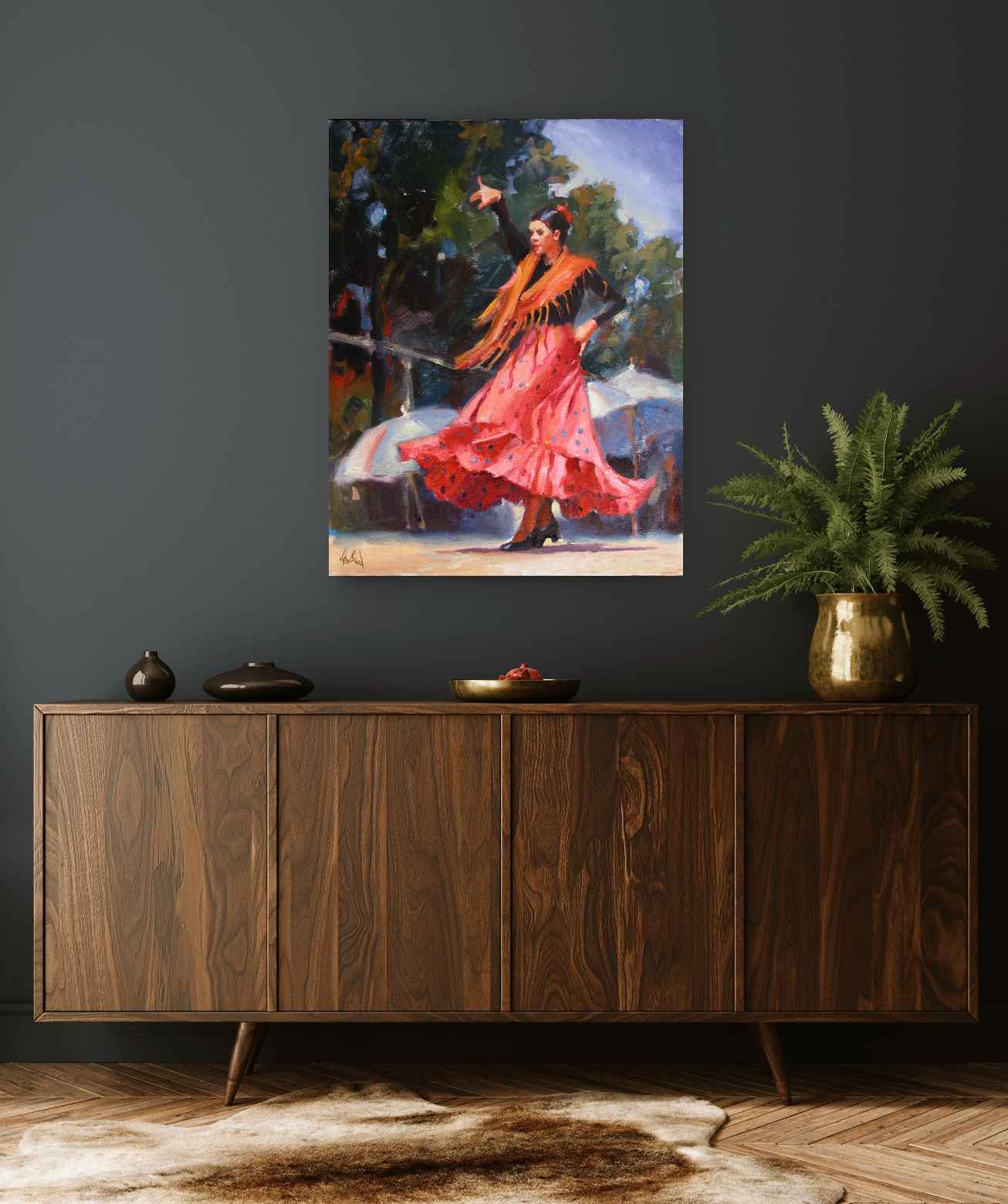 Spanish Dancer Artist Enhanced Canvas Print by John Beard Collection - product image 3 for Resin Society
