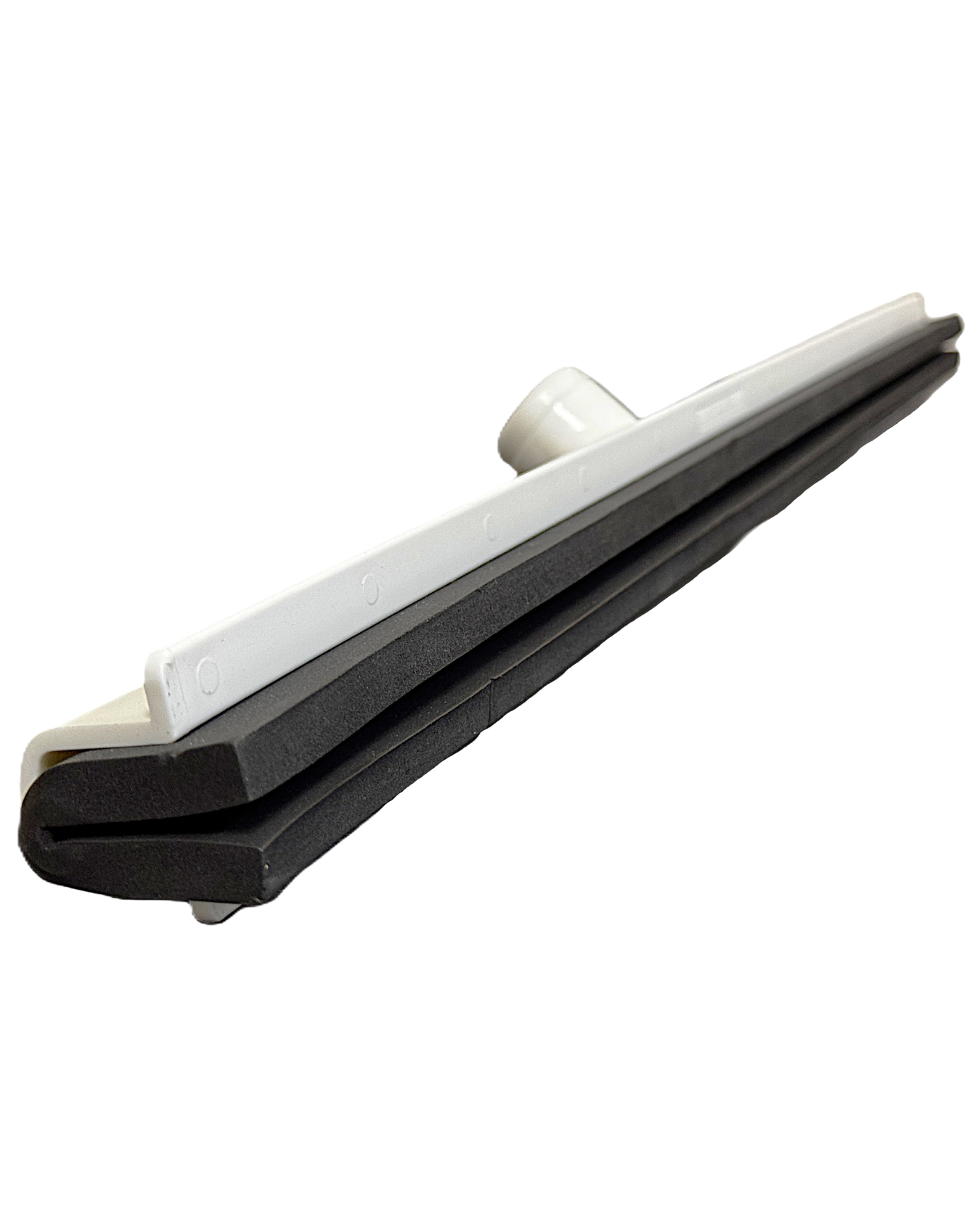 White plastic Neoprene Aircraft Squeegee showing side and top views