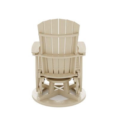 SoPoly St Simons Swivel Glider Chair in various colors showing fan-back Adirondack style and swivel gliding feature