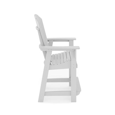 SoPoly St Simons Fan Back Counter Chair in Black showing front and side views