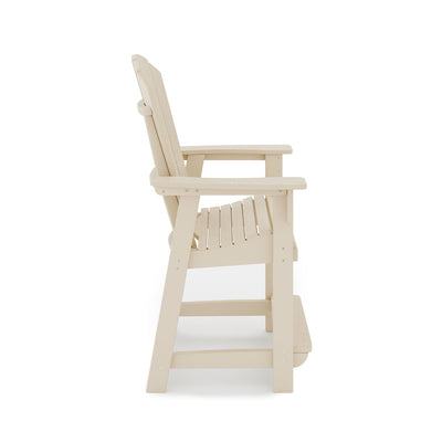 SoPoly St Simons Fan Back Counter Chair in Black showing front and side views