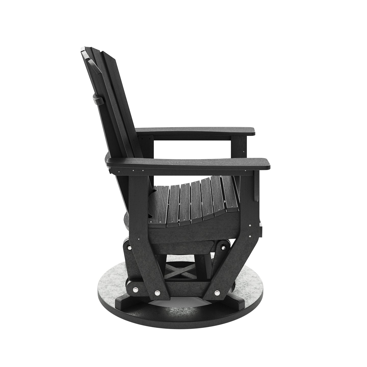 SoPoly St Simons Swivel Glider Chair in various colors showing fan-back Adirondack style and swivel gliding feature