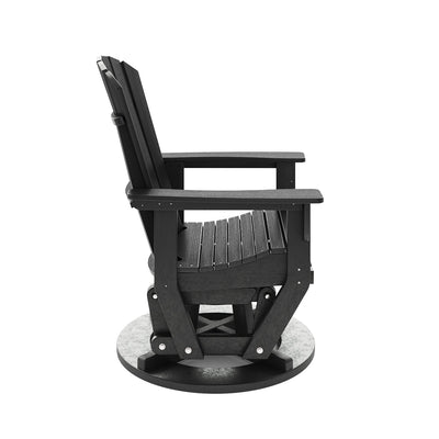 SoPoly St Simons Swivel Glider Chair in various colors showing fan-back Adirondack style and swivel gliding feature