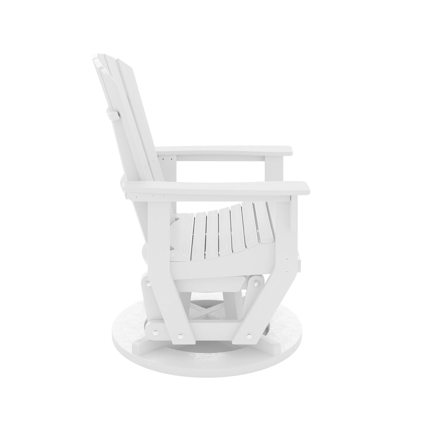 SoPoly St Simons Swivel Glider Chair in various colors showing fan-back Adirondack style and swivel gliding feature