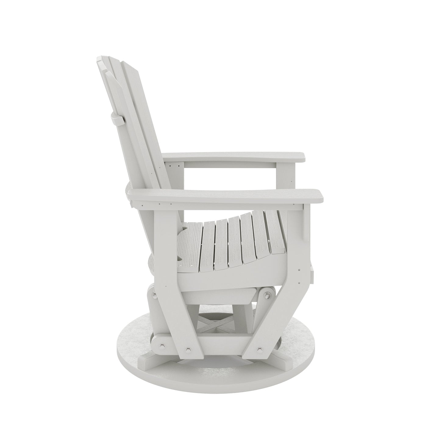 SoPoly St Simons Swivel Glider Chair in various colors showing fan-back Adirondack style and swivel gliding feature