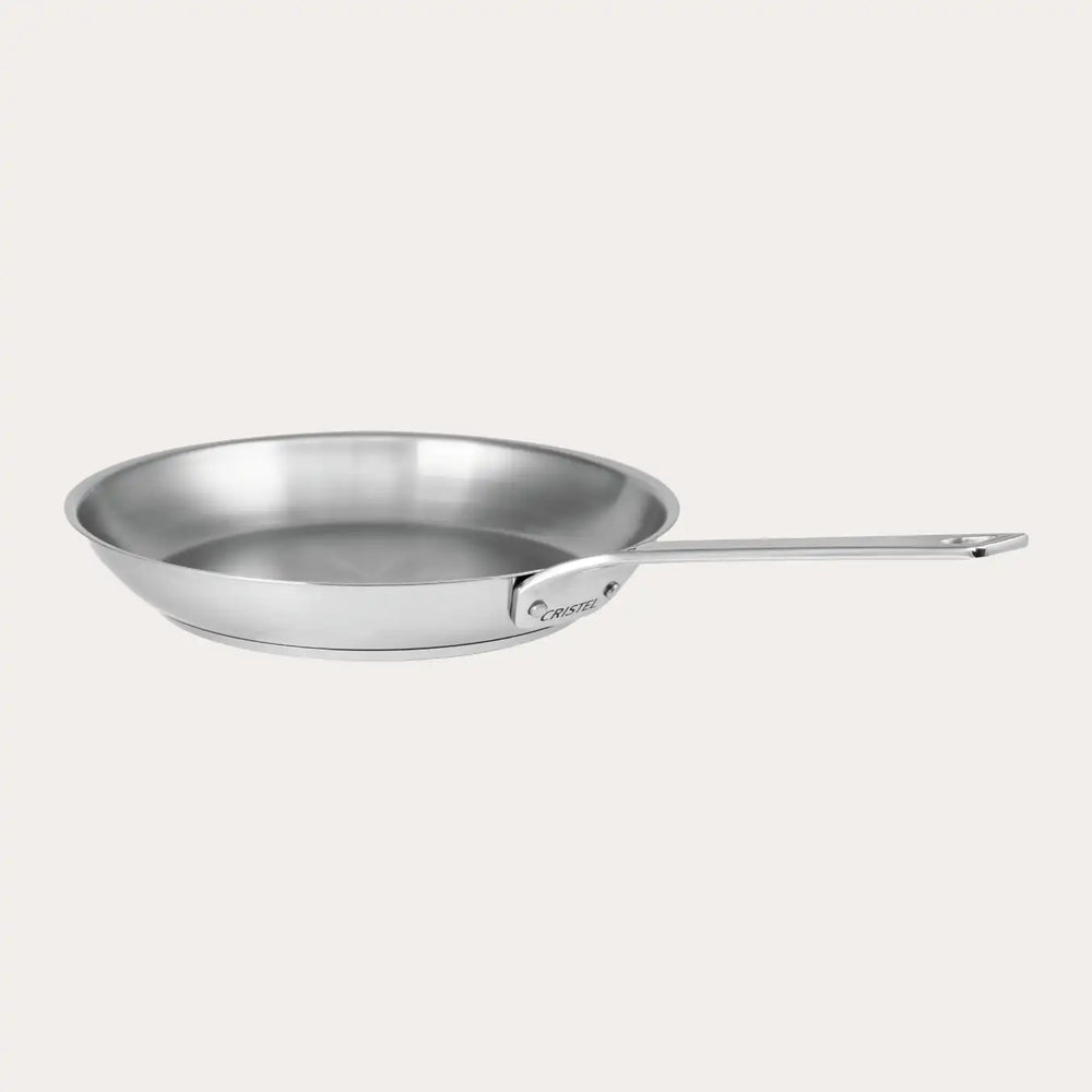 Brushed finish stainless steel frying pan from CRISTEL USA 1826 collection