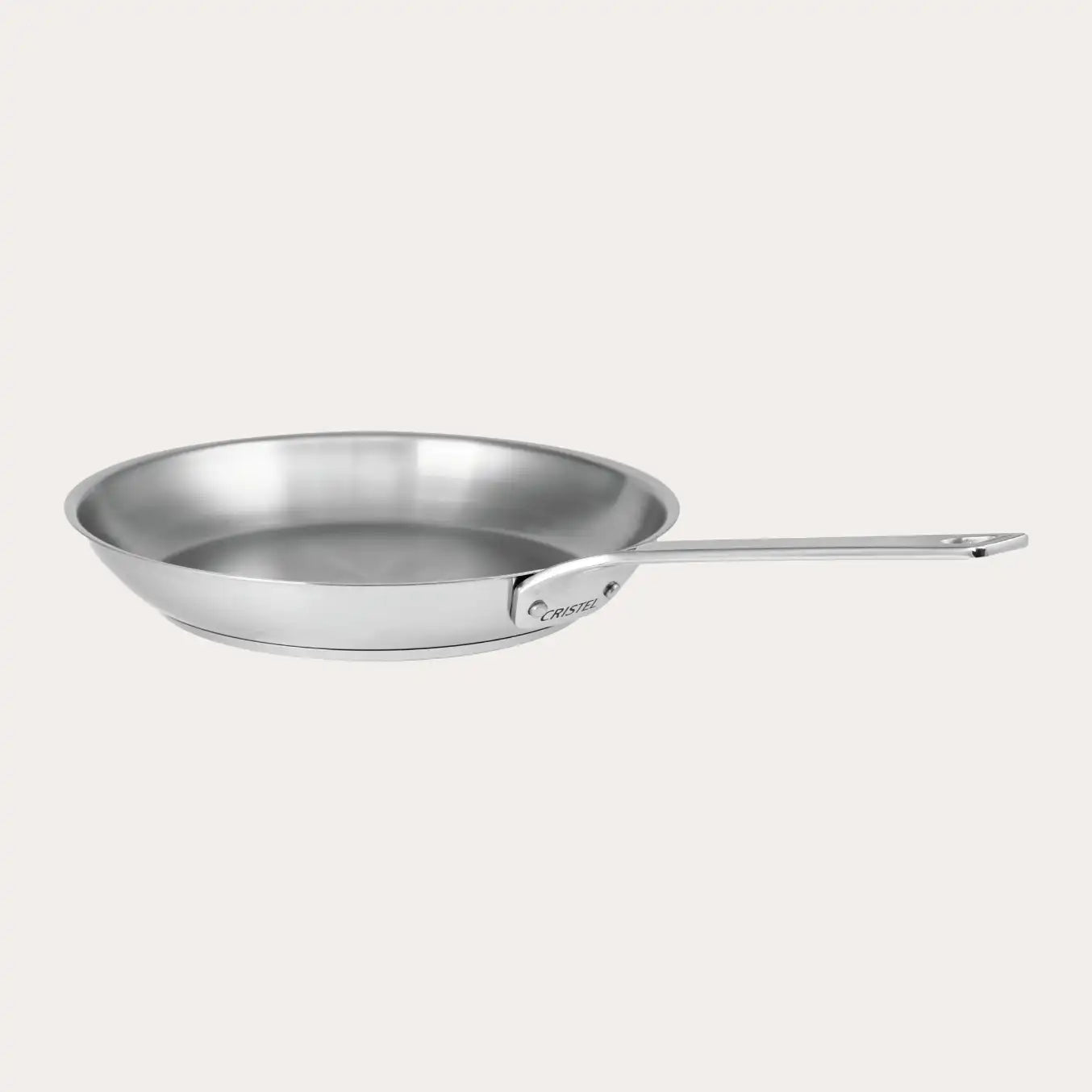 Brushed finish stainless steel frying pan from CRISTEL USA 1826 collection