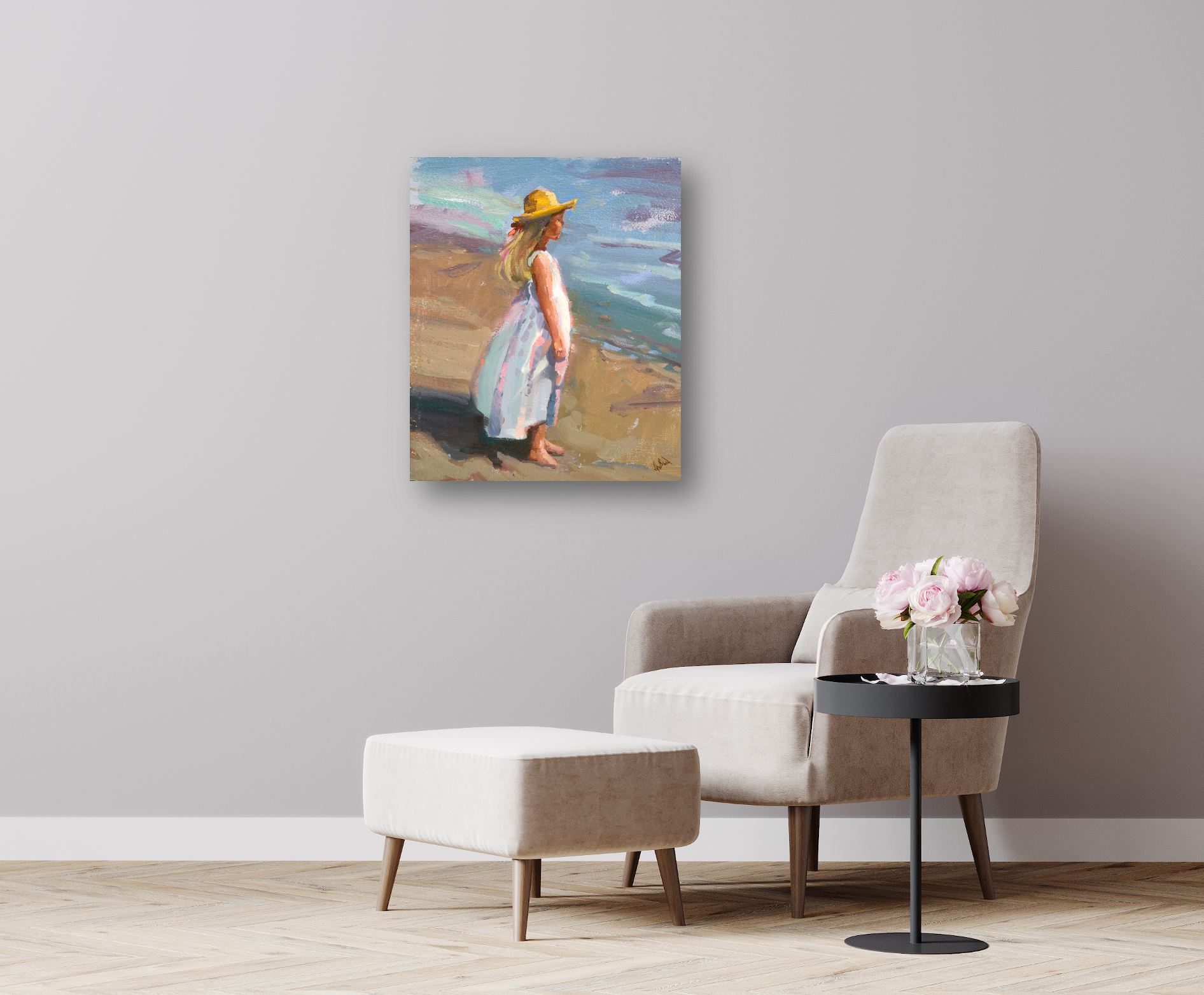 Straw Hat Artist Enhanced Canvas Print by John Beard Collection - product image 2 for Resin Society