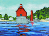 SOLD"Grand Haven Lighthouse Water View" Oil Painting on Canvas by Dreese Fine Art - main product image for Resin Society