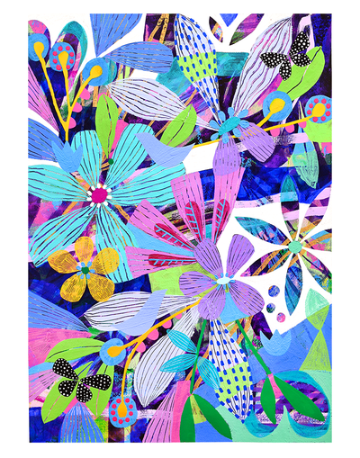 IRIS PRINT fine art print showing a colorful floral design