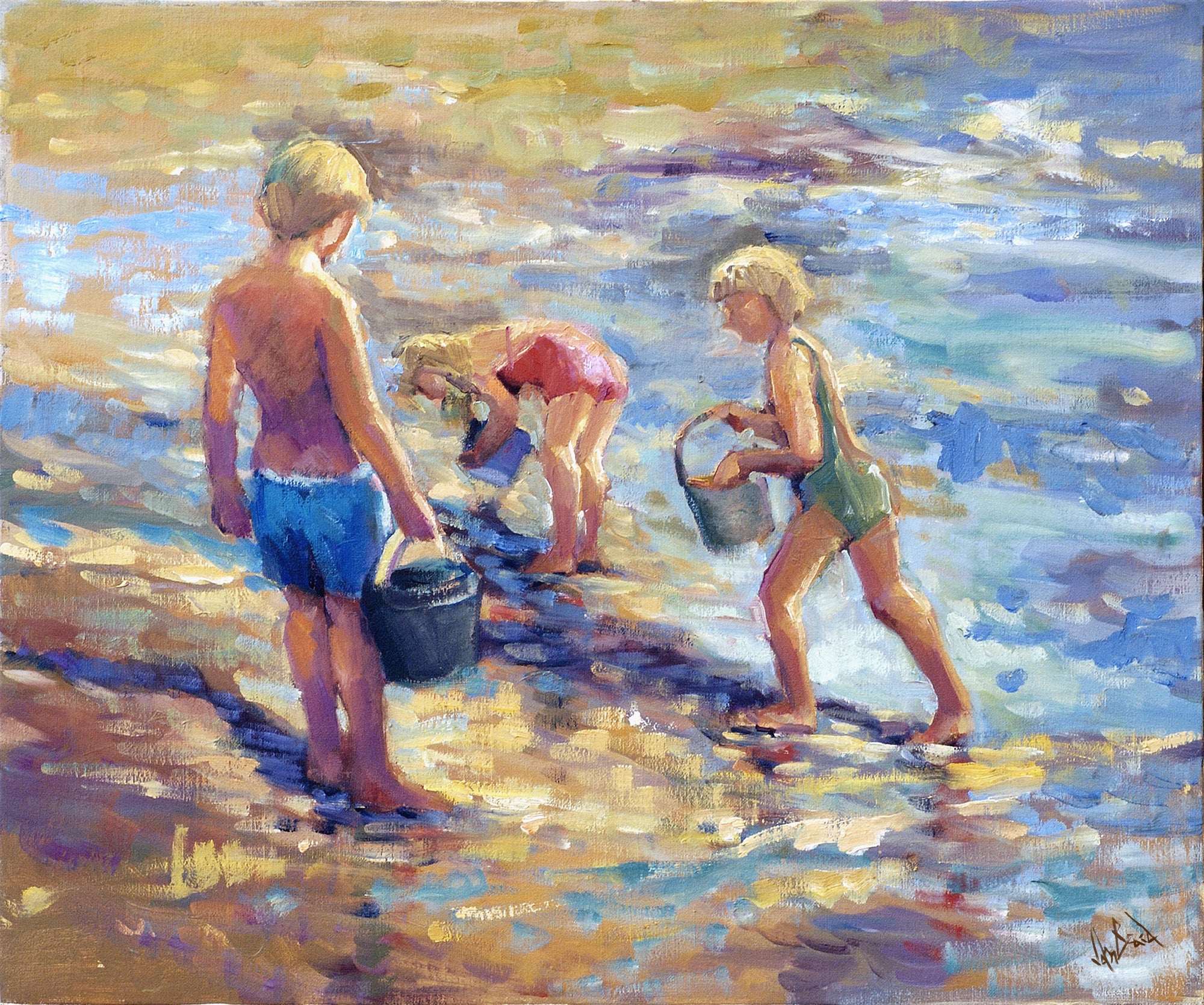 Sun, Sand, Play Artist Enhanced Canvas Print by John Beard Collection - main product image for Resin Society