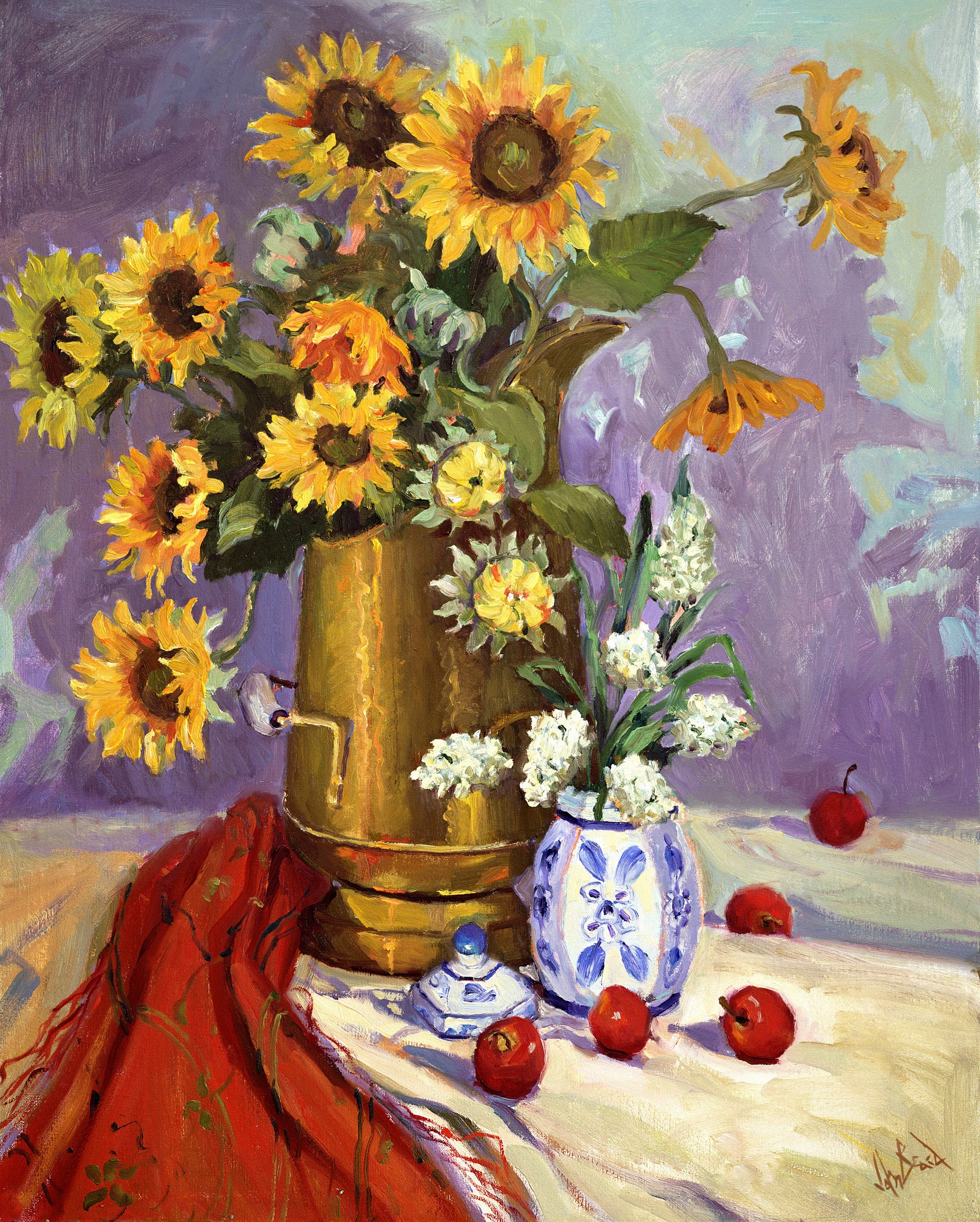 Sunflowers Artist Enhanced Canvas Print by John Beard Collection - main product image for Resin Society