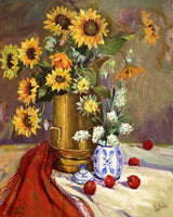 Dark Sunflowers Artist Enhanced Canvas Print by John Beard Collection - main product image for Resin Society