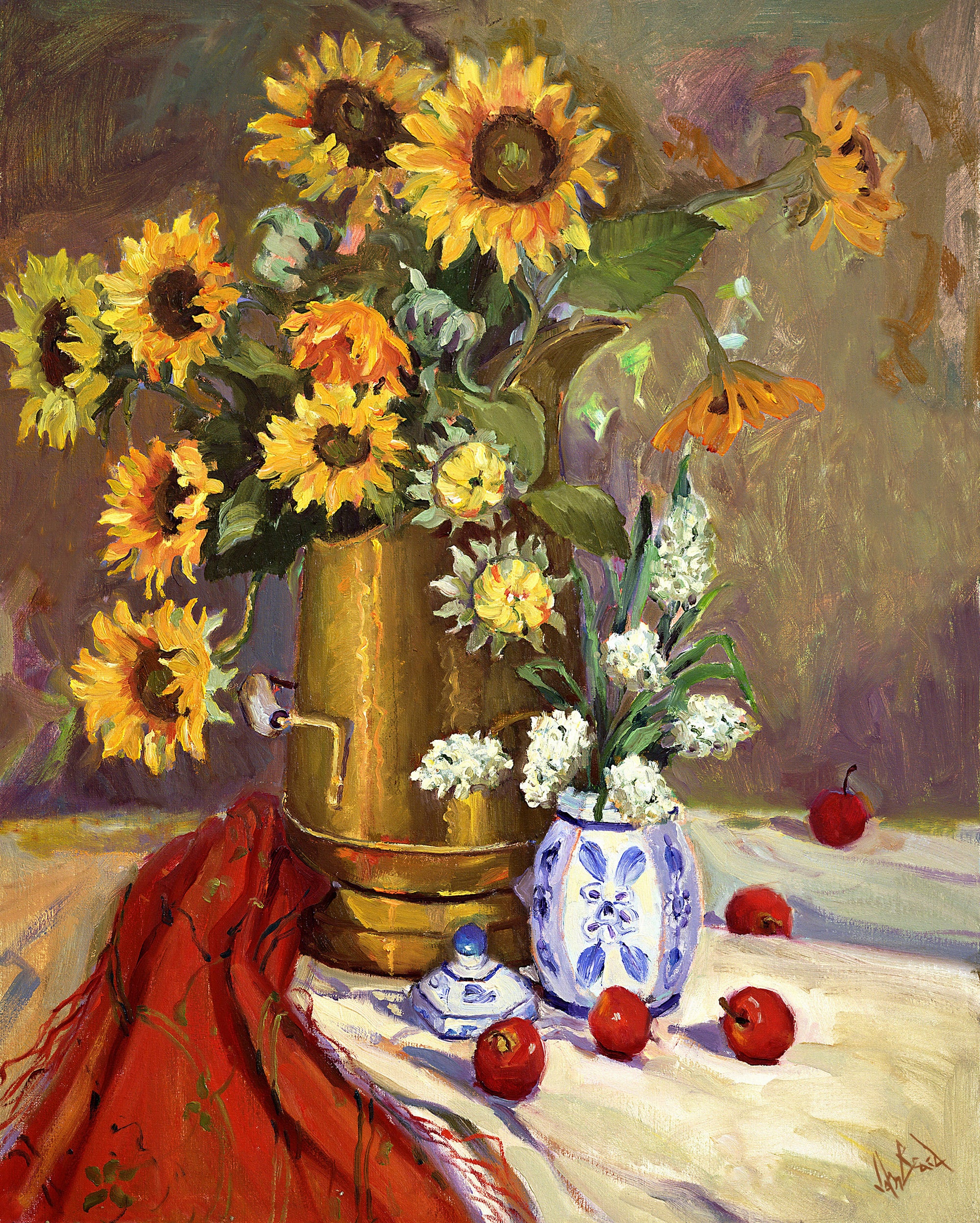 Dark Sunflowers Artist Enhanced Canvas Print by John Beard Collection - main product image for Resin Society