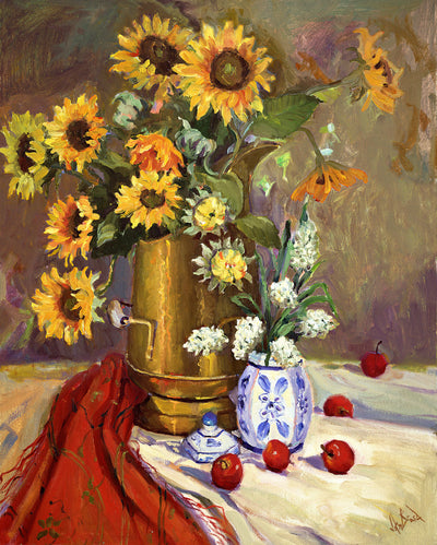 Dark Sunflowers Artist Enhanced Canvas Print by John Beard Collection - main product image for Resin Society