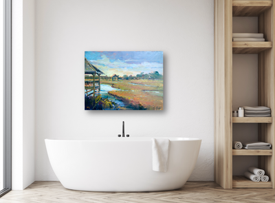 Sunlit Boathouse Artist Enhanced Canvas Print by John Beard Collection - product image 2 for Resin Society