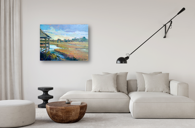 Sunlit Boathouse Artist Enhanced Canvas Print by John Beard Collection - product image 3 for Resin Society