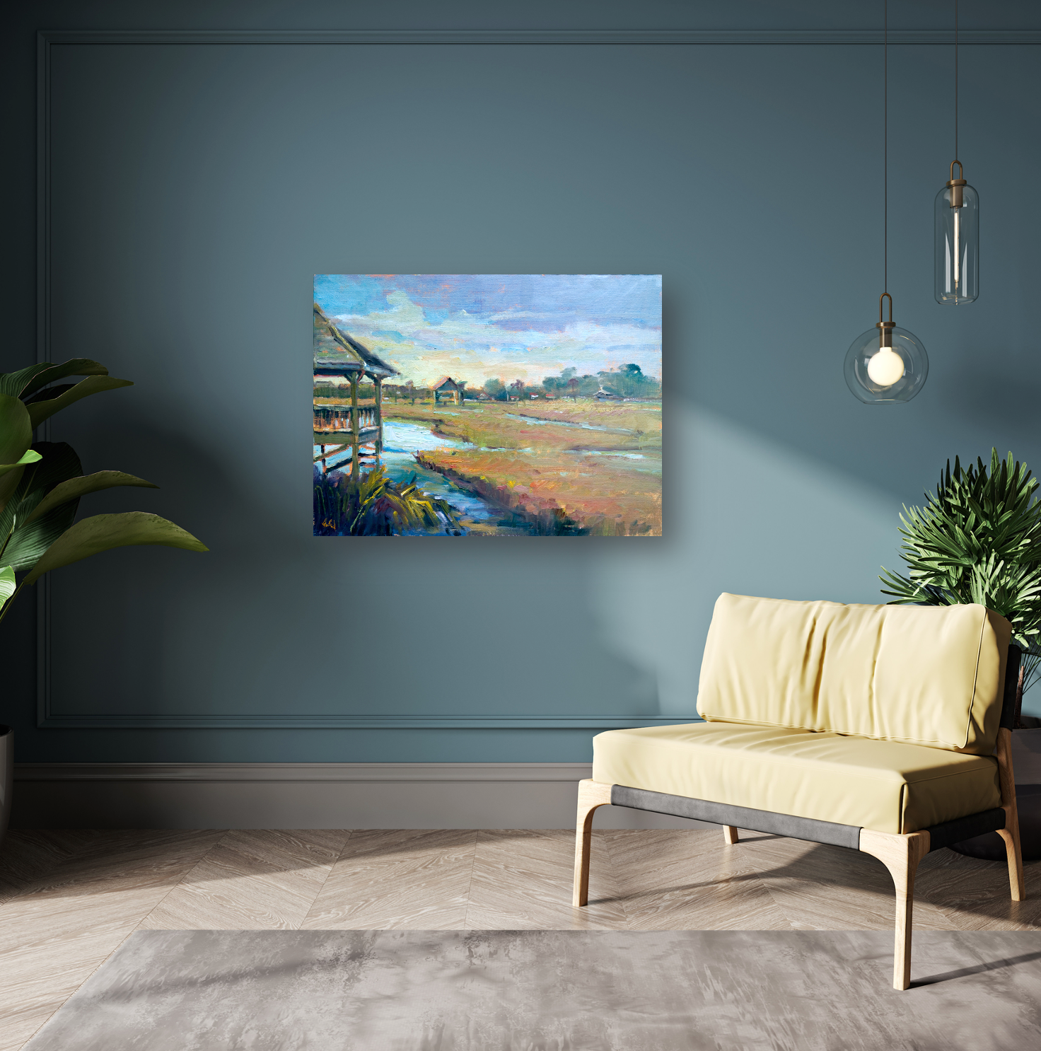 Sunlit Boathouse Artist Enhanced Canvas Print by John Beard Collection - product image 4 for Resin Society