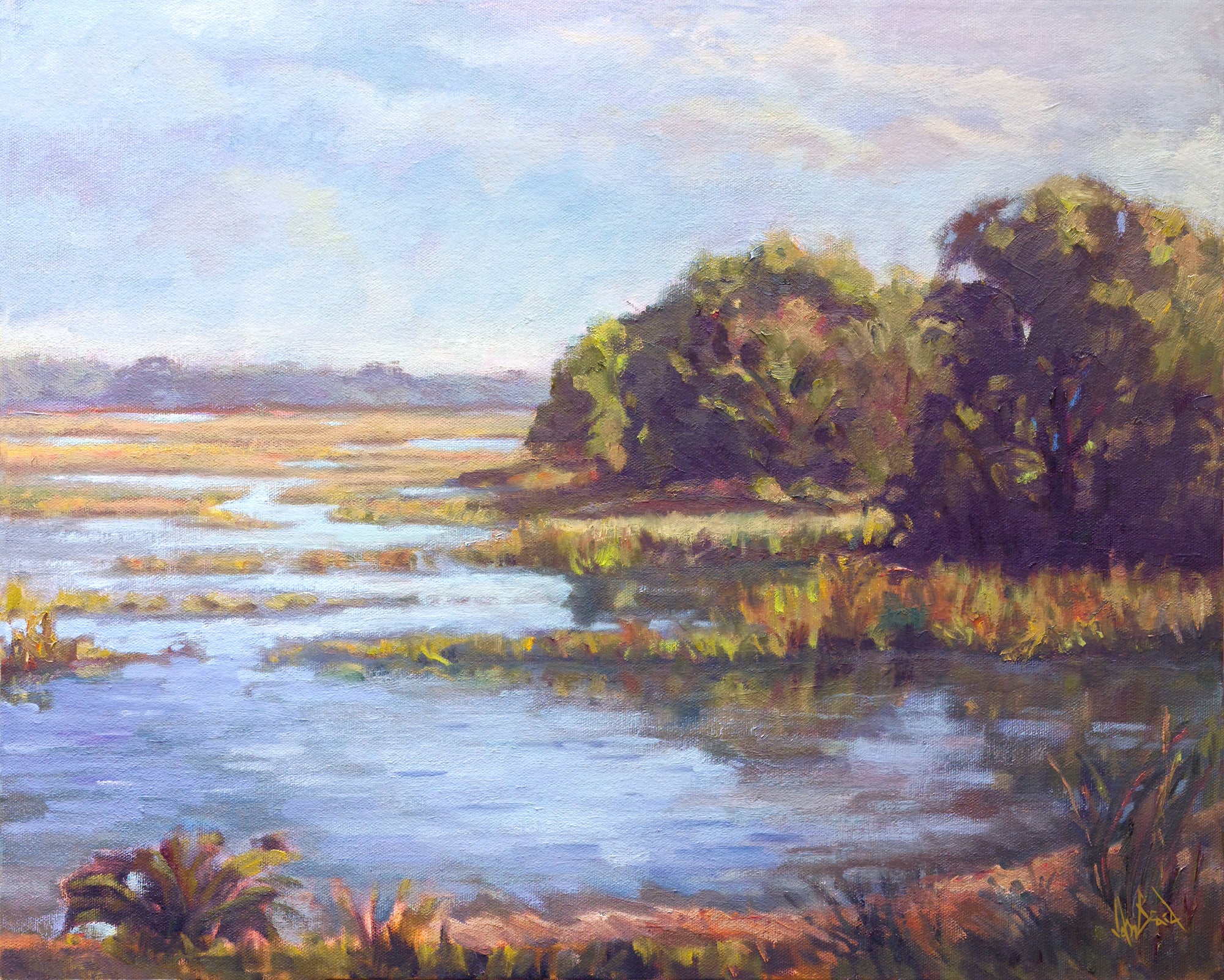 Sunlit Marsh Artist Enhanced Canvas Print by John Beard Collection - main product image for Resin Society