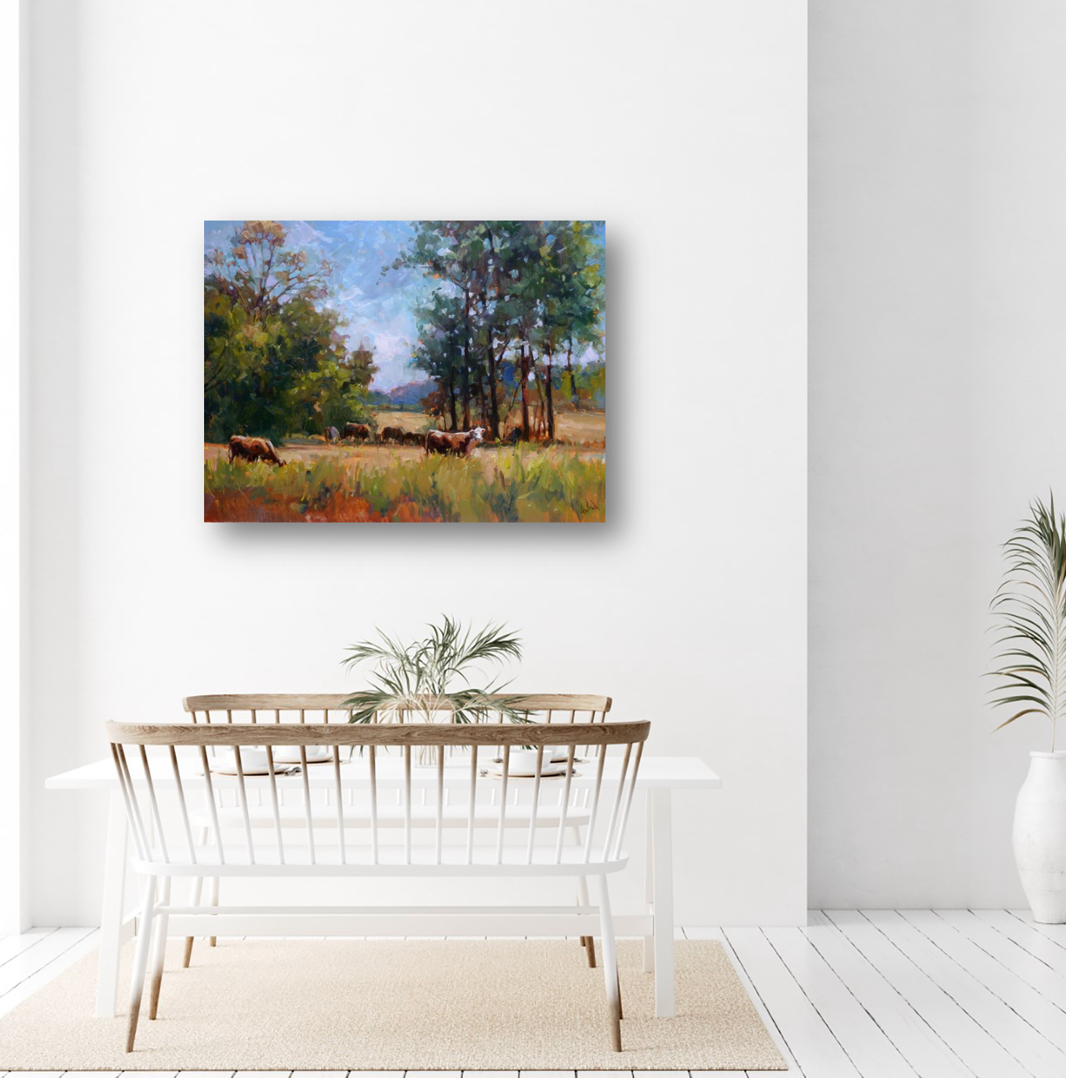 Sunny Pastures Artist Enhanced Canvas Print by John Beard Collection - product image 2 for Resin Society