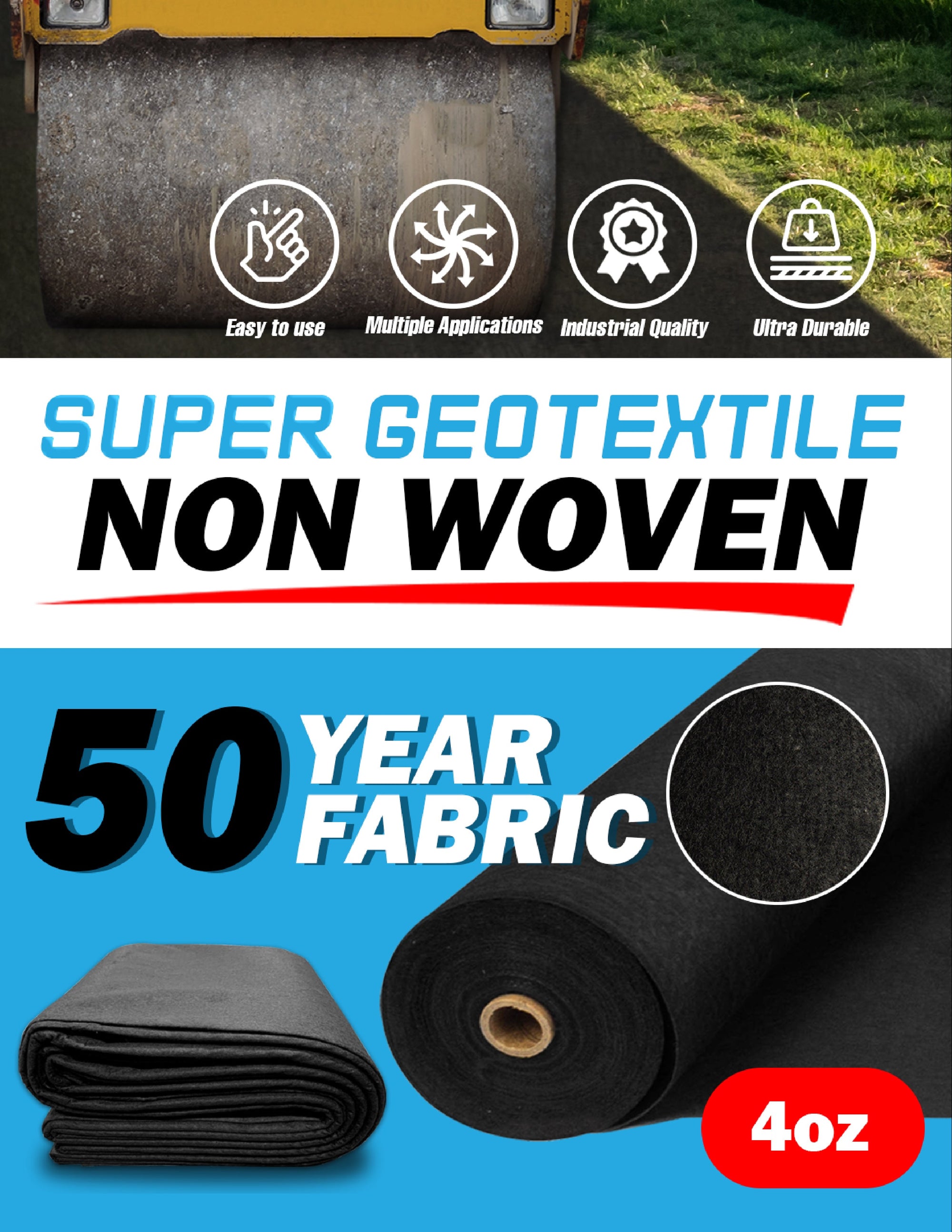 4 oz Non-Woven Needle Punched Geotextile Filter Fabric roll