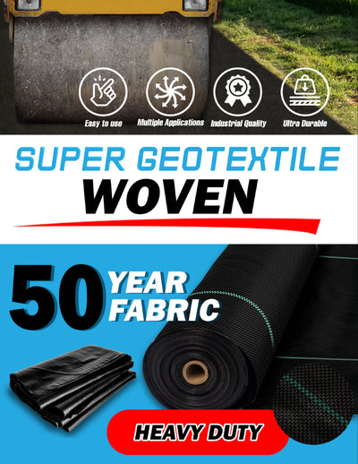 Commercial grade woven geotextile fabric roll for driveway and road stabilization
