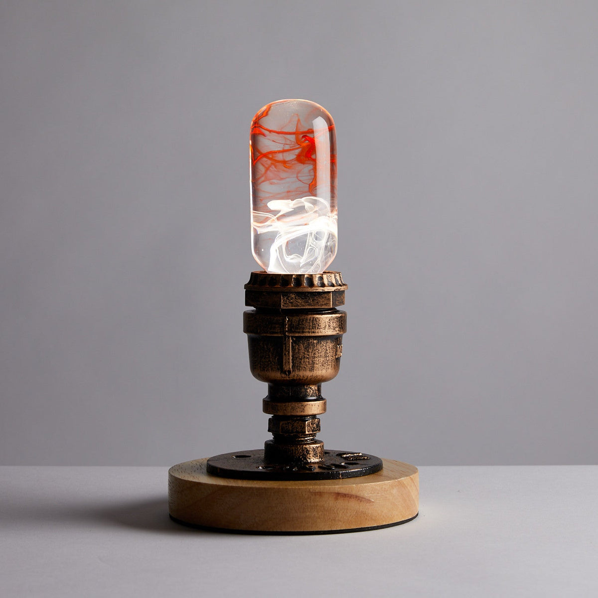 EP Light Tango Resin LED Bulb with wooden base, handcrafted resin design