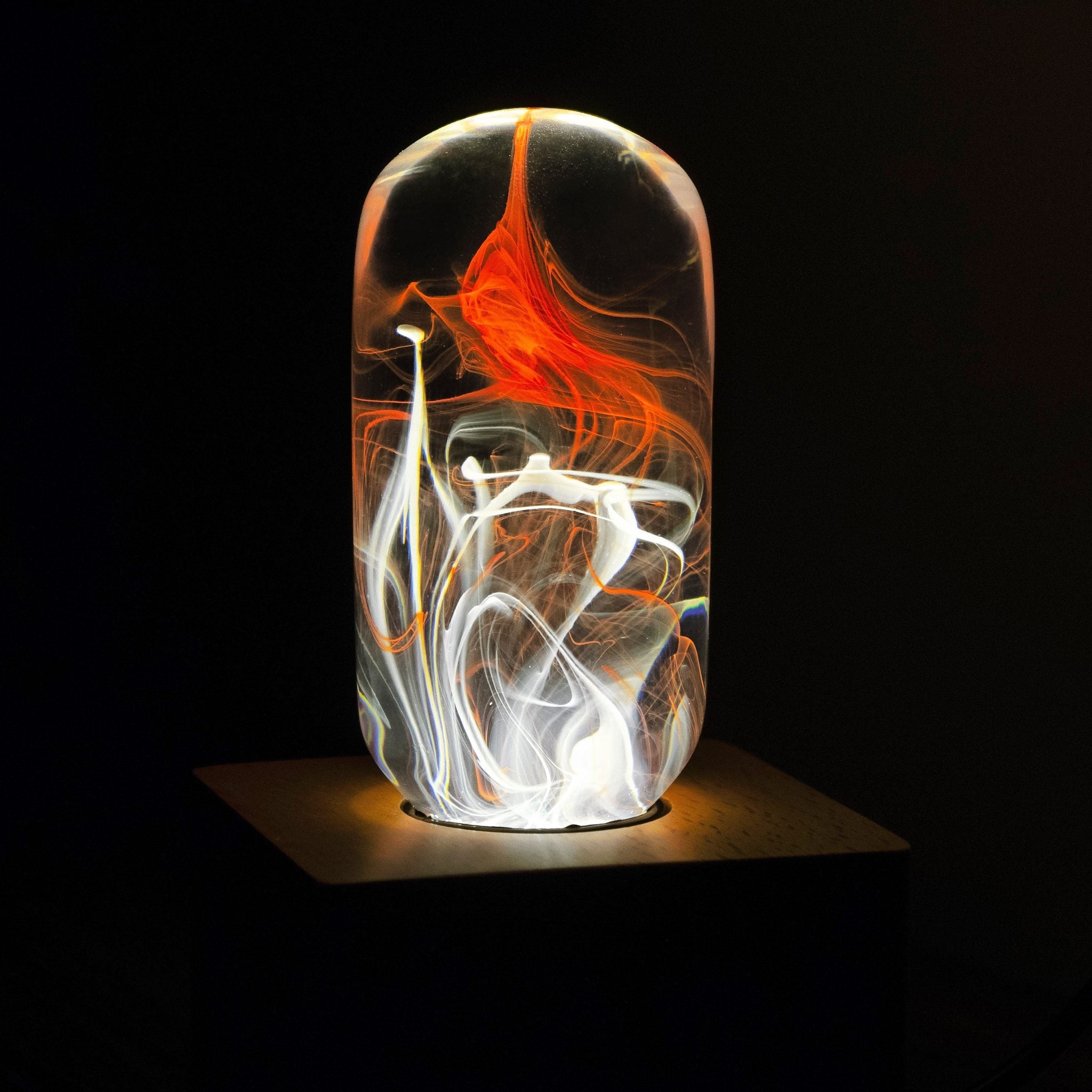 EP Light Tango Resin Table Lamp with wooden base and LED bulb