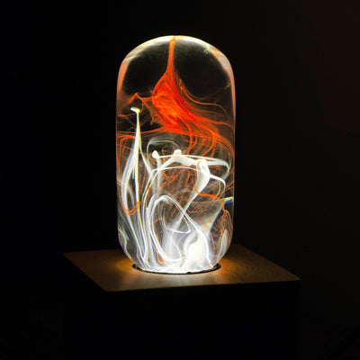 EP Light Tango Resin Table Lamp with wooden base and LED bulb
