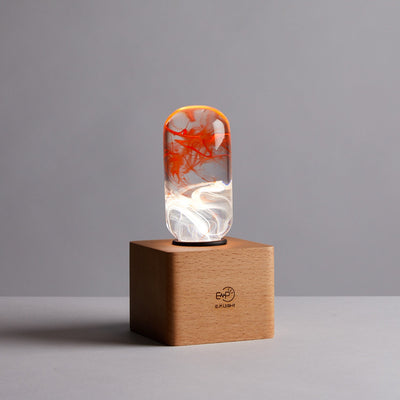 EP Light Tango Resin Table Lamp with wooden base and LED bulb