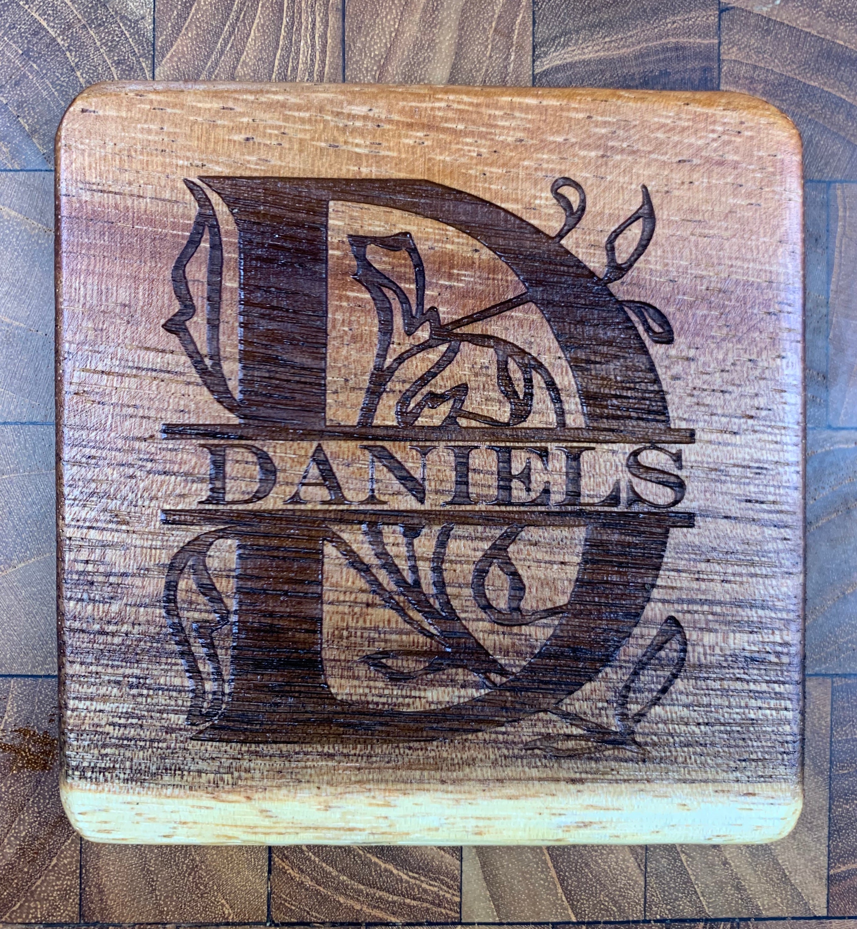 East Indian Walnut Custom Engraved Coaster Set of 4