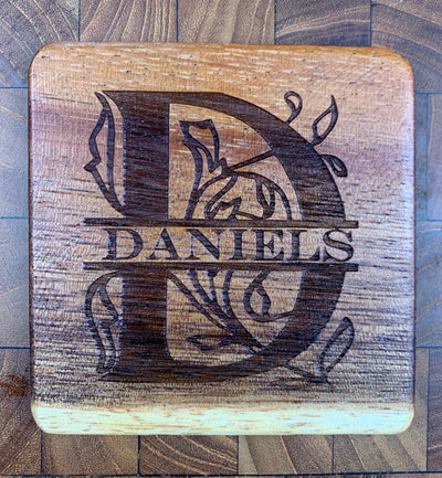 East Indian Walnut Custom Engraved Coaster Set of 4