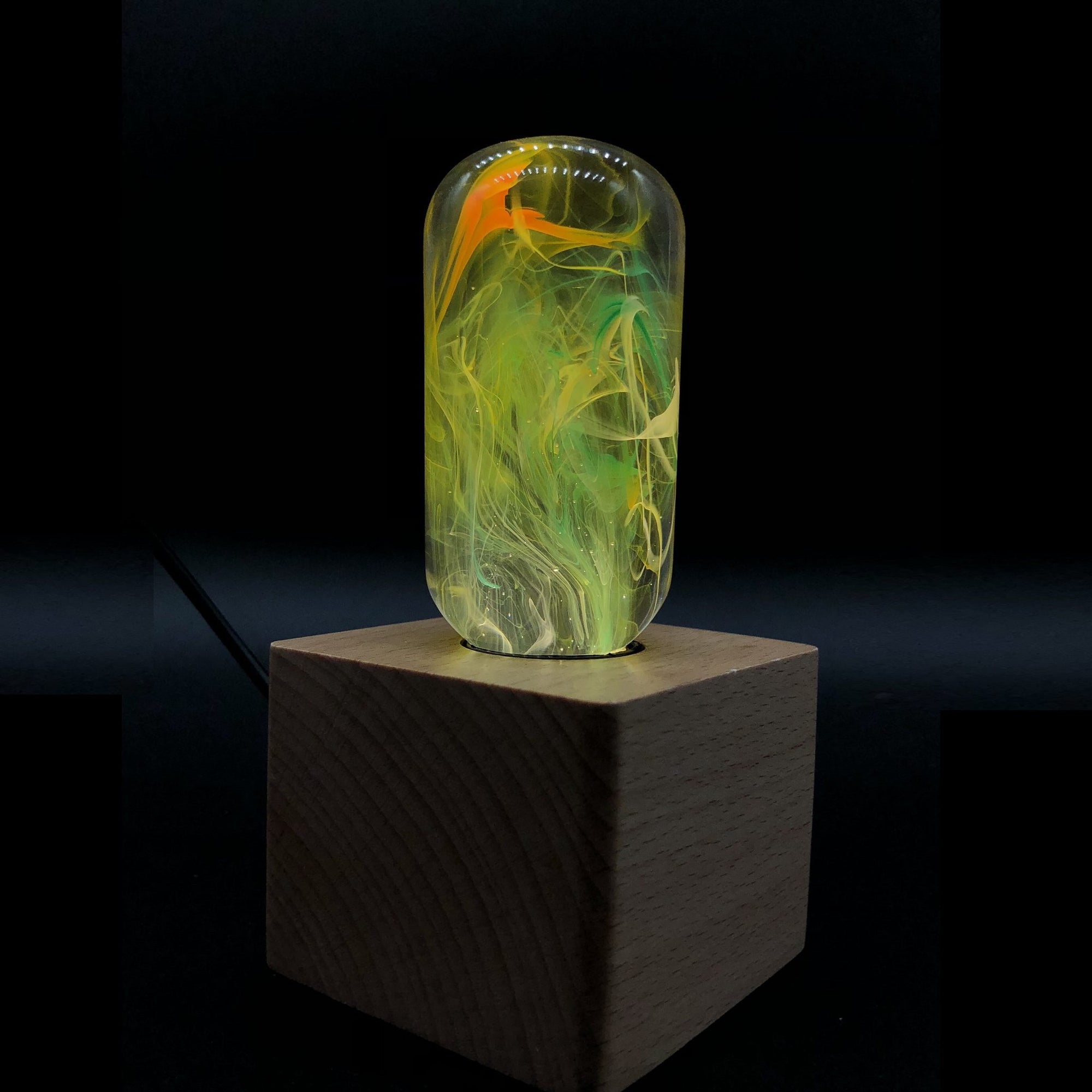 EP Light Time Resin Table Lamp with wooden base and LED bulb