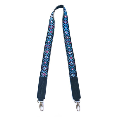 Mai Woven Bag Strap - Blue & Pink with Leather by Tin Marin Brand - product image 6 for Resin Society