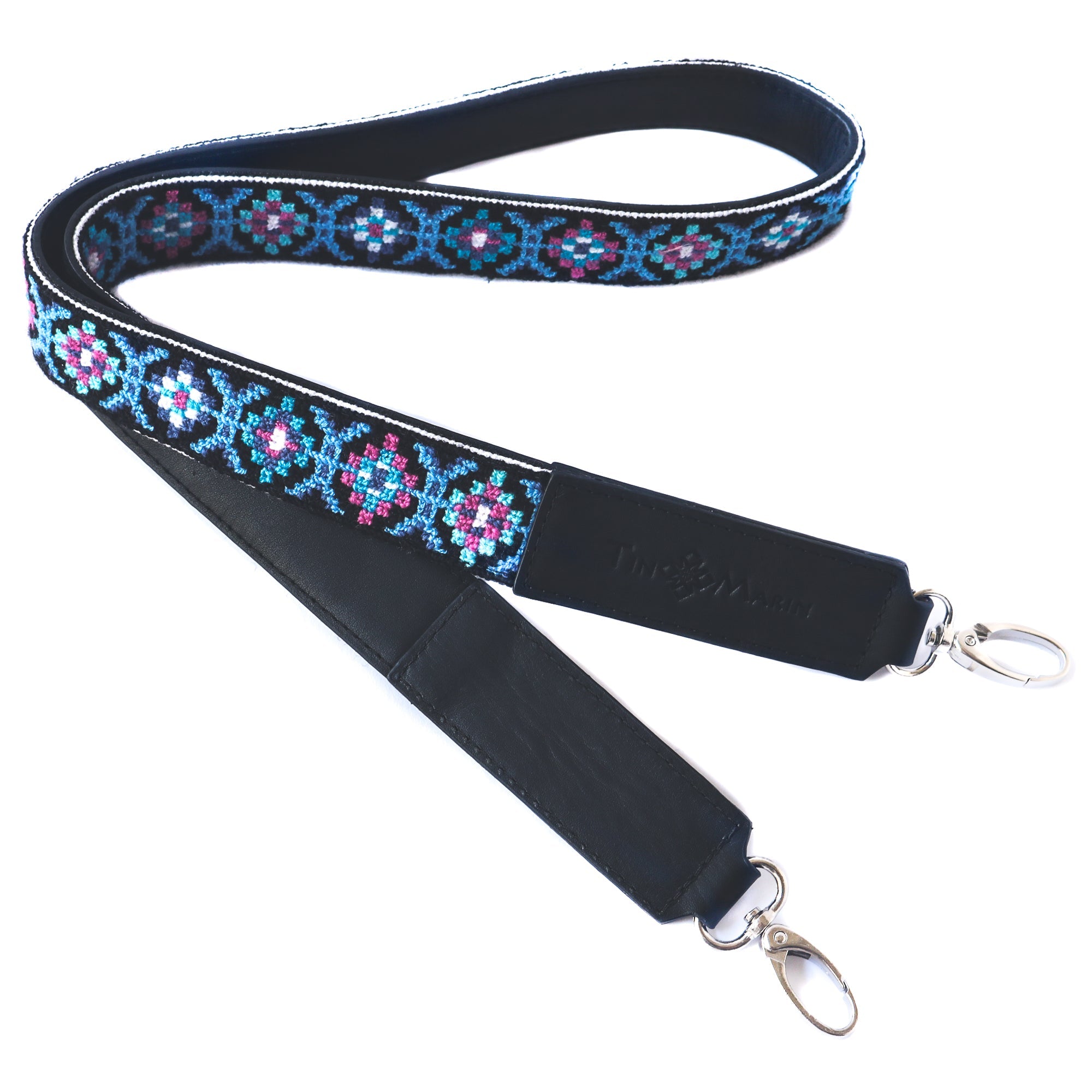 Mai Woven Bag Strap - Blue & Pink with Leather by Tin Marin Brand - product image 8 for Resin Society