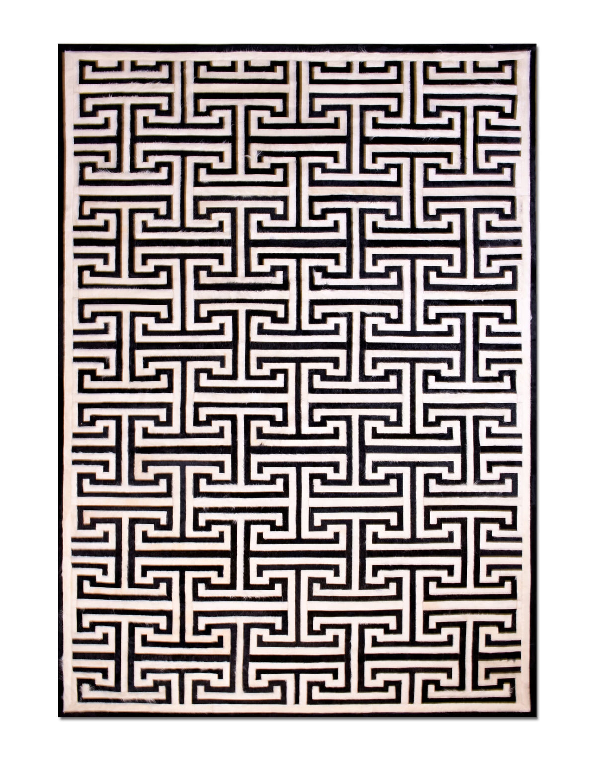 T Model – Maze-Inspired Cowhide Patch Rug by Homelosophy