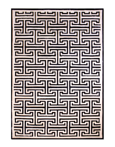 T Model – Maze-Inspired Cowhide Patch Rug by Homelosophy