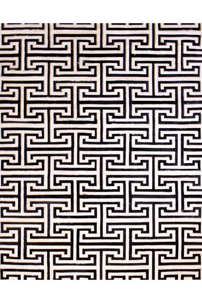 T Model – Maze-Inspired Cowhide Patch Rug by Homelosophy
